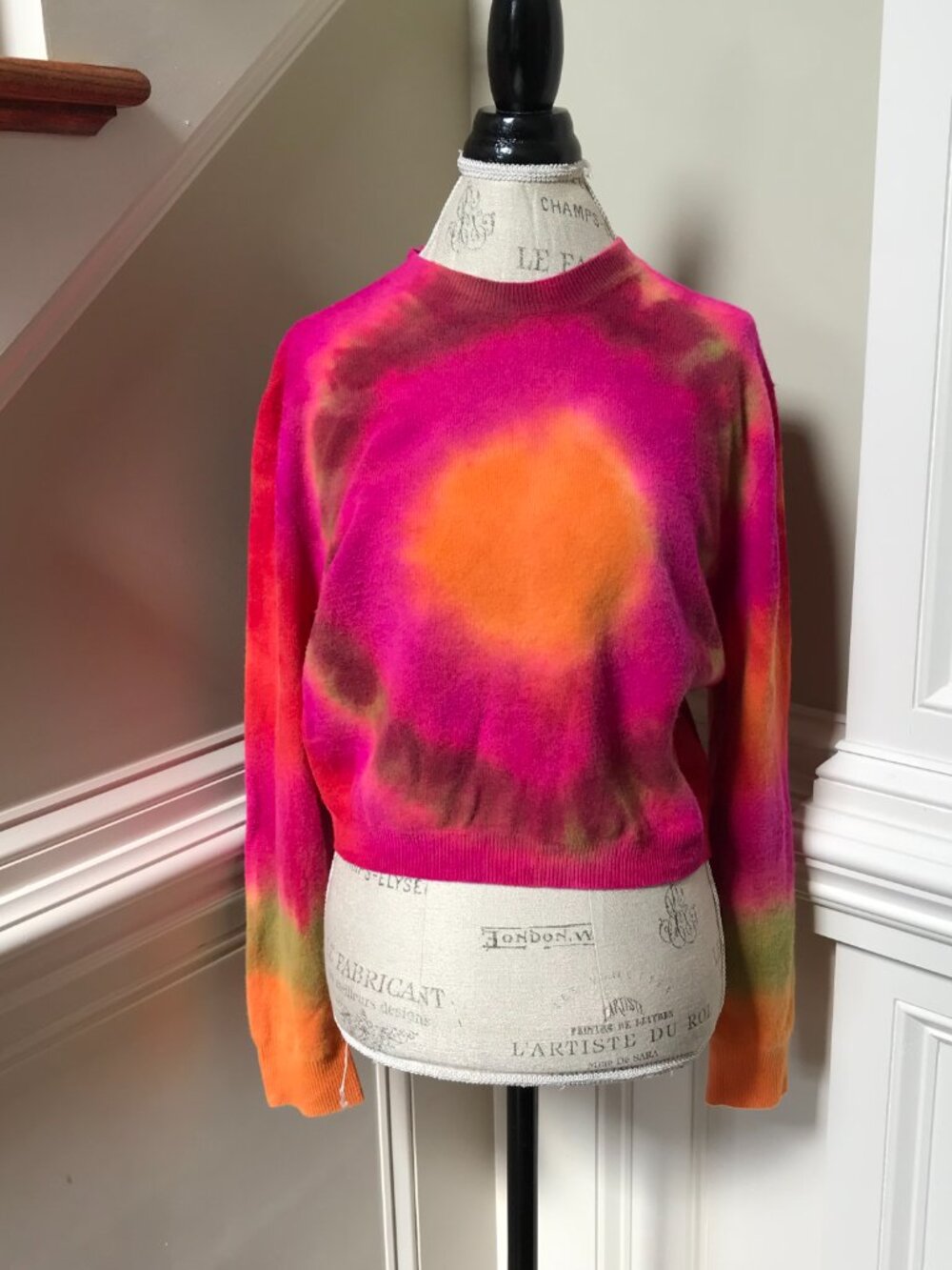 The Elder Statesman Tunnel Tie Dye Sweater Womens Medium Pink Crew Neck Jumper - Picture 3 of 12